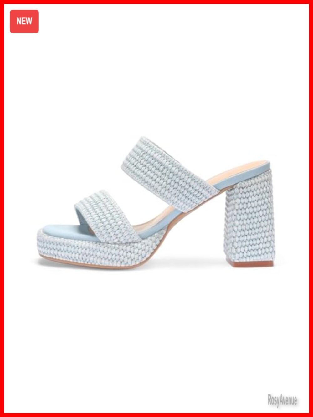 Raffia Heeled Sandals Slip On Open Toe Chunky Platform Double Strap